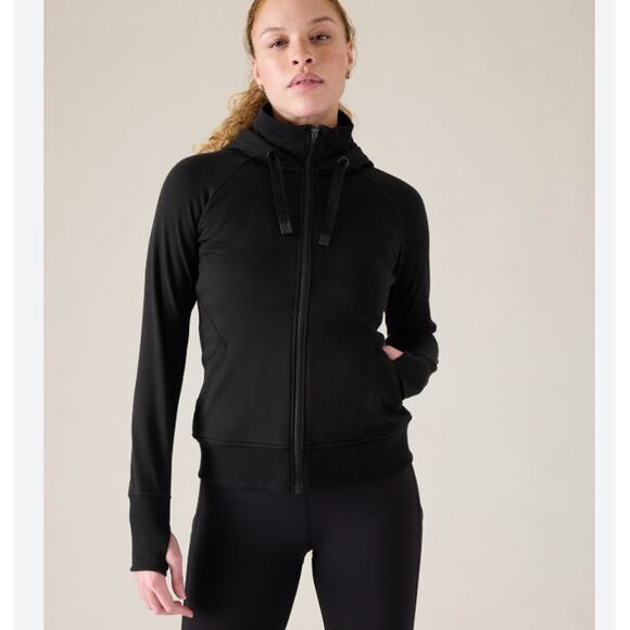 Athleta Home Team Black Full Zip Hoodie w Logo Size L - Picture 1 of 11